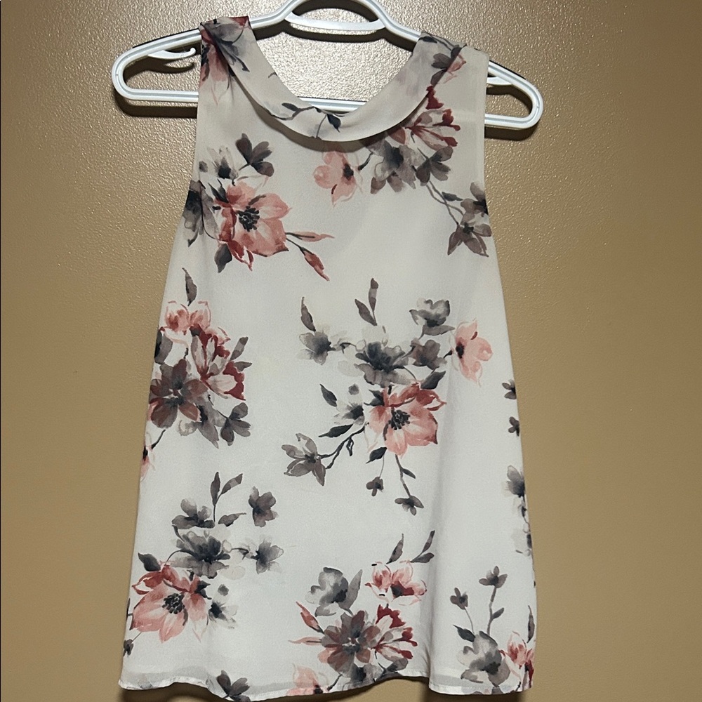 Rose & Olive Floral Sleeveless Blouse - Pink and Gray